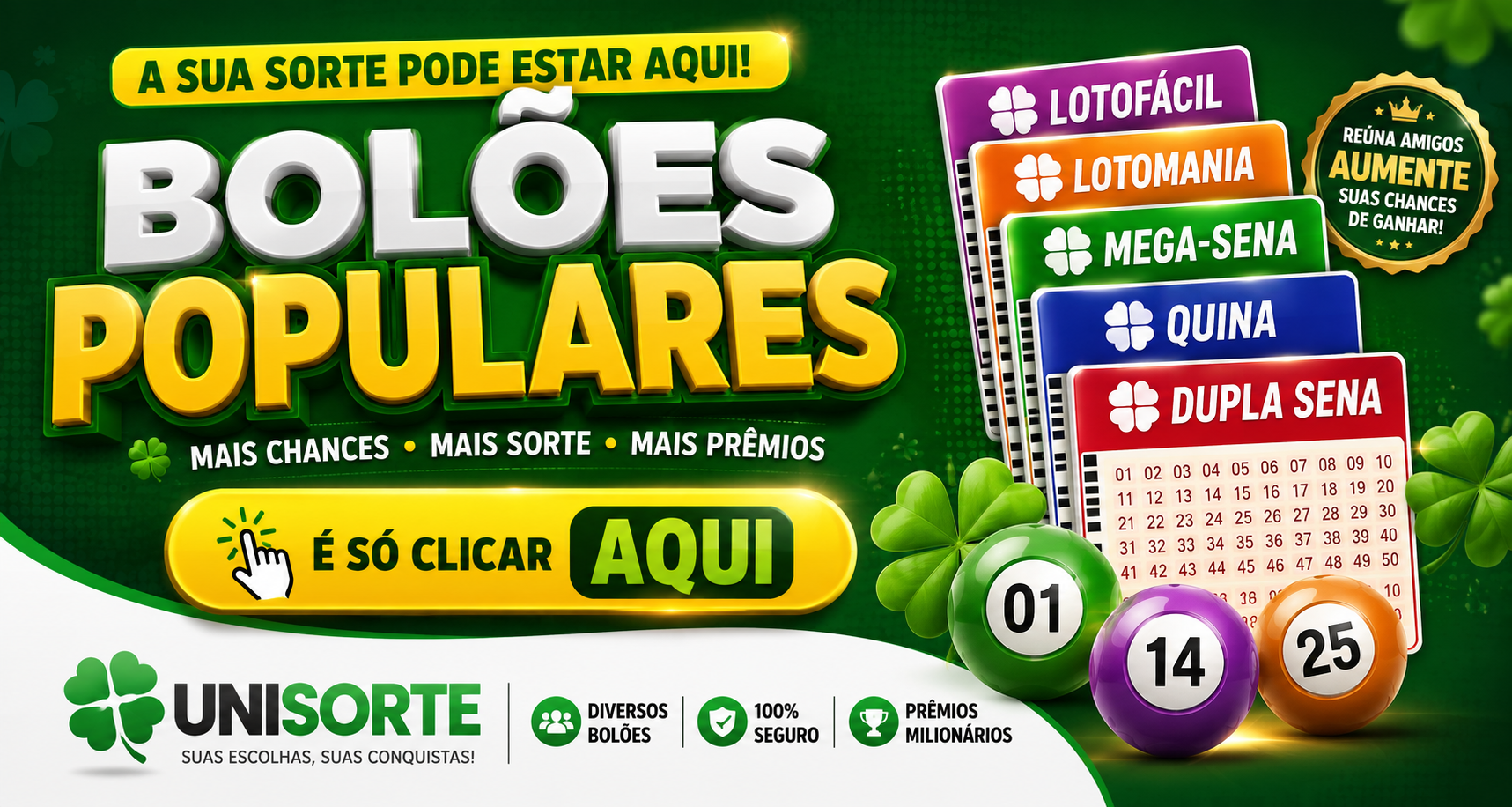 Bolões populares Unisorte — mais chances, mais prêmios